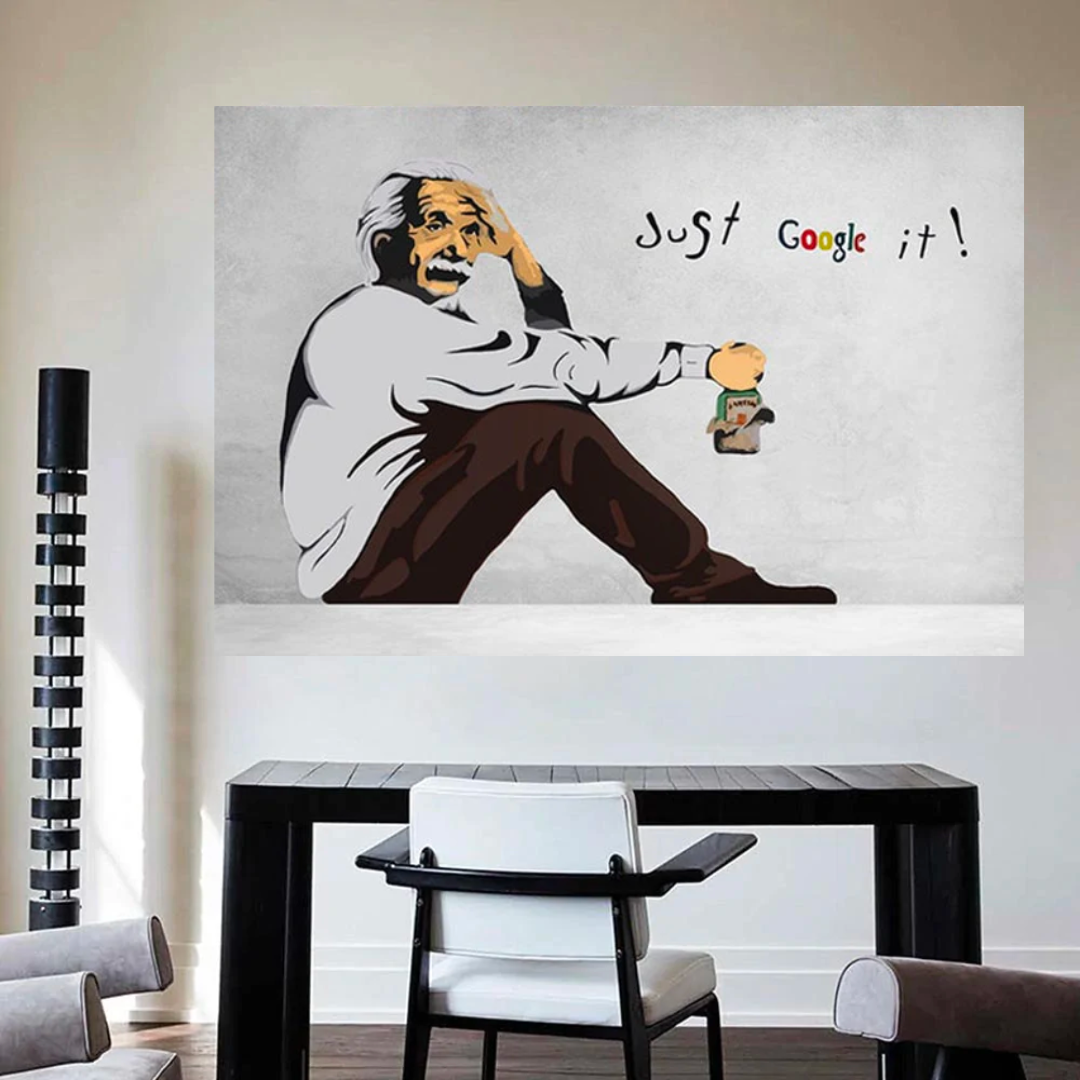 Banksy Einstein Just Google It Street Art Newest Canvas Wall Art