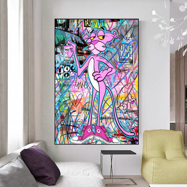 Pink Panther Poster - Vibrant Whimsical Canvas