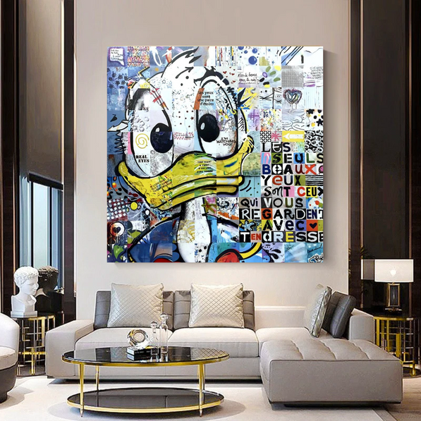 Donald Duck Canvas Wall Art with Tenderness Quote - The Only Beautiful Eyes