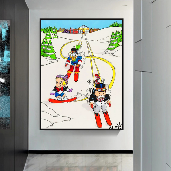 Mr Monopoly Canvas Wall Art: Exclusive Skiing Design