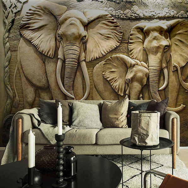 Papier peint gravé éléphants – Designs et qualité impressionnants