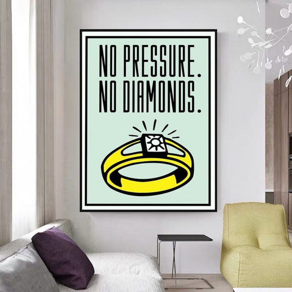 Monopoly No Pressure No Diamonds Card Canvas Wall Art