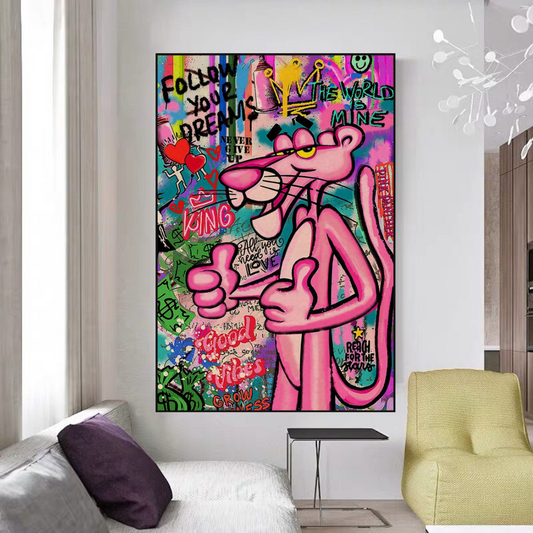 Whimsical Pink Panther Poster - Stylish Art