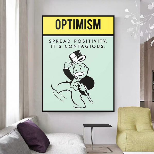 Optimism Spread Positivity: Monopoly Canvas Wall Art