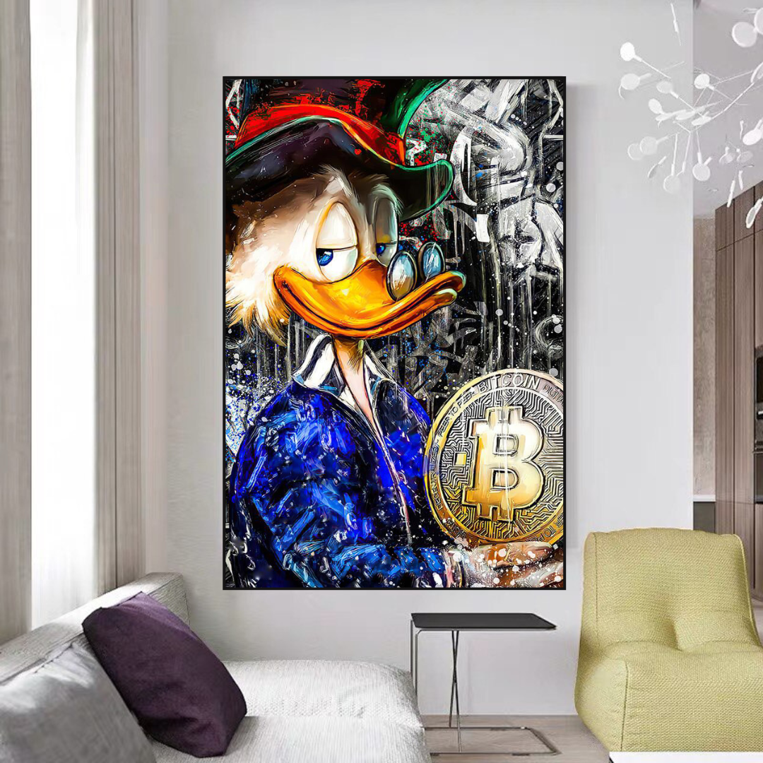 Scrooge McDuck Bitcoin Millionaire Canvas Wall Art Poster