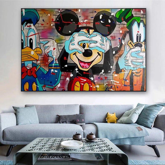 Disney Funny Mickey Mouse Donald Duck Canvas Wall Art
