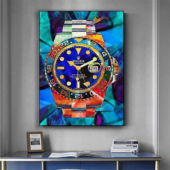 Modern Style Artwork Abstract Colorful Watch Canvas Painting Posters and Prints Wall Art Pictures for Home Living Room Decor