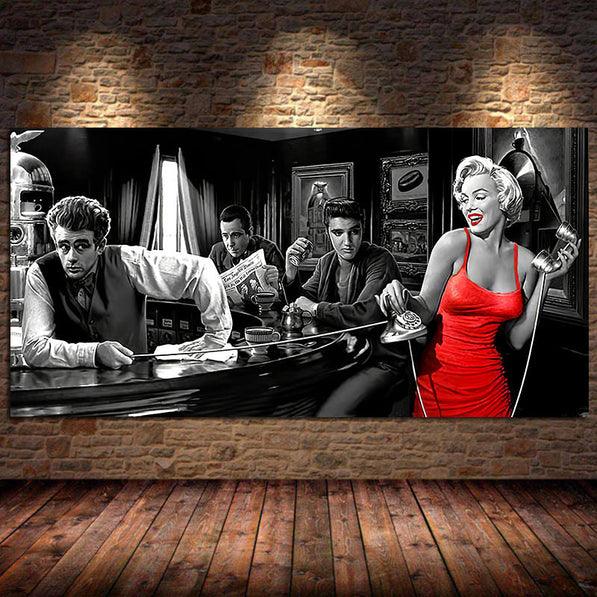 At the Bar: Marilyn, Elvis and James Dean Canvas Art