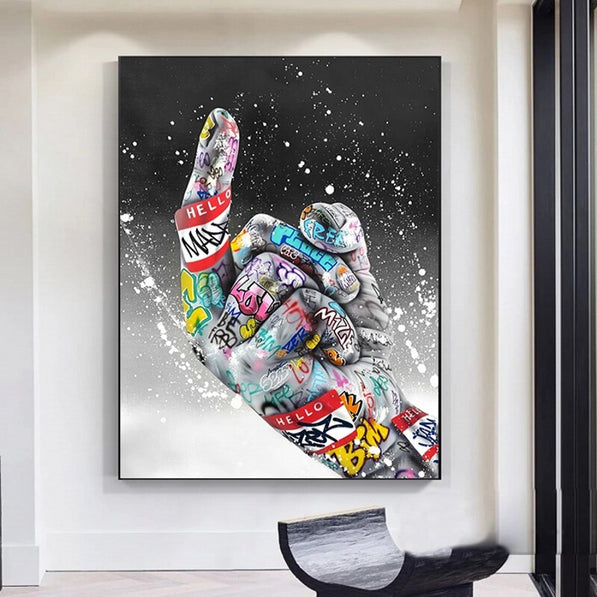 Middle Finger Gesture Canvas Wall Art