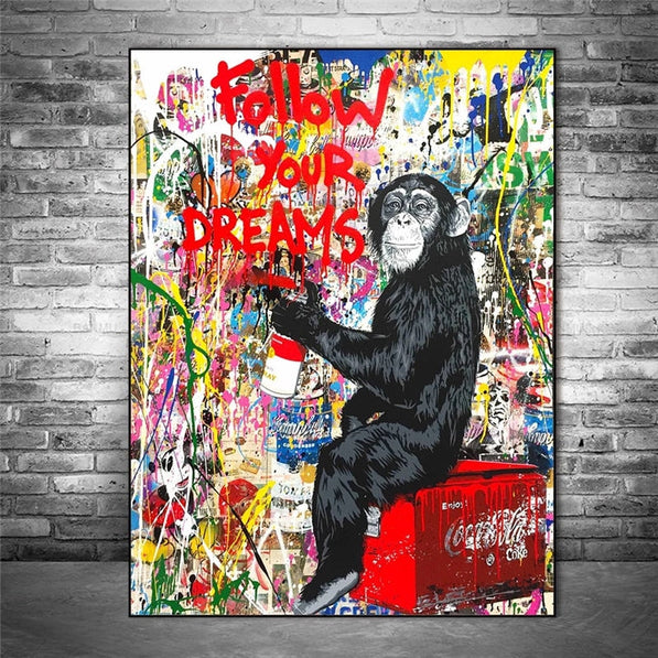 Banksy Follow Your Dreams Canvas Art Posters Modern Graffiti Art