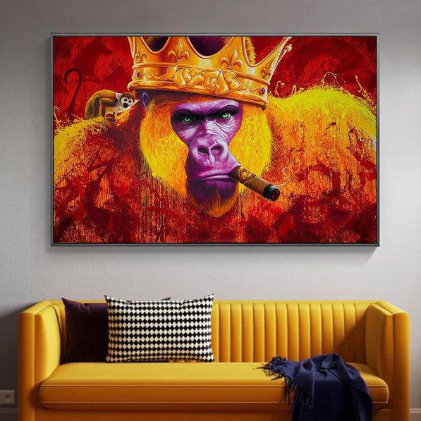 Gorilla King Crowned Canvas Wall Art