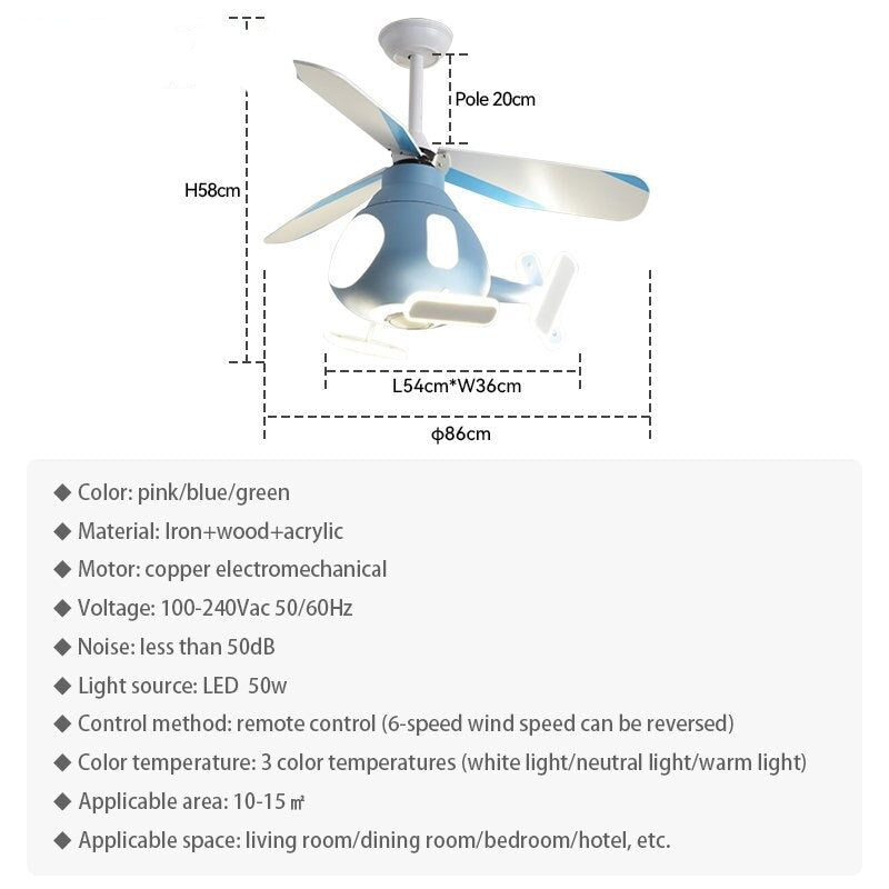 Helicopter Ceiling Light And Fan For