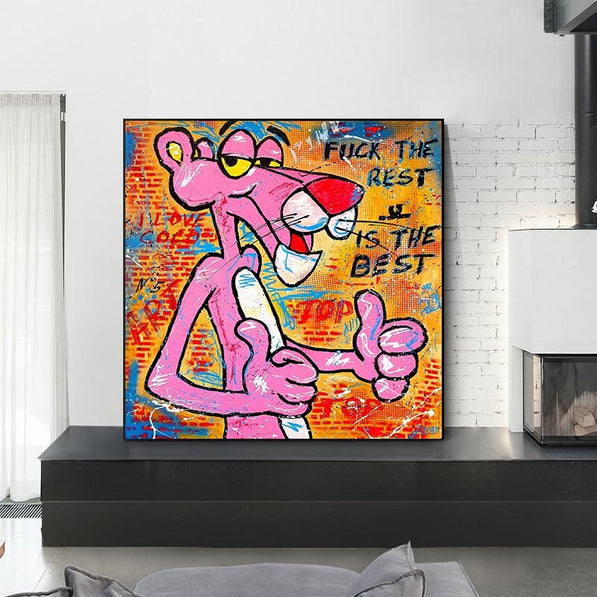 Whimsical Pink Panther - Playful Wall Art