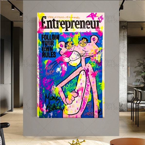 Vibrant Pink Panther Poster - Stylish Canvas