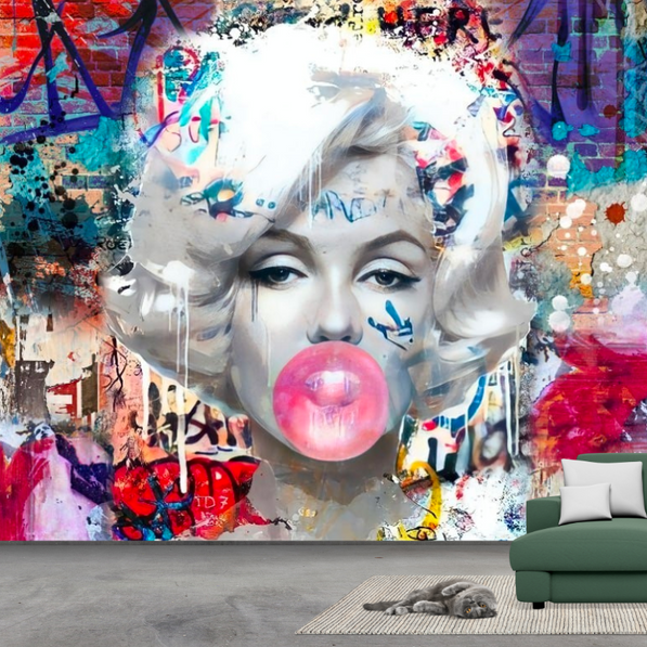 Marilyn Monroe Bubble Gum Wallpaper Mural – Wall Decor
