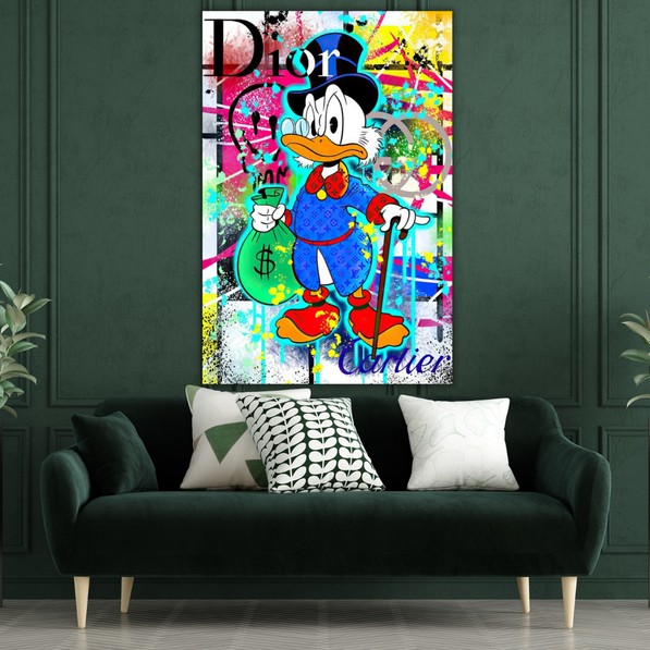 Disney Scrooge McDuck Holding Coins Canvas Poster Canvas Wall Art - Fast Free Delivery