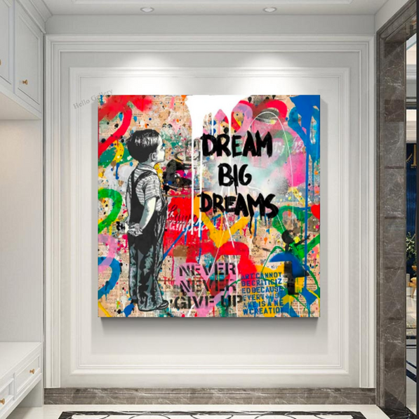 Banksy Artwork Dream Big Dreams Canvas Wall Art