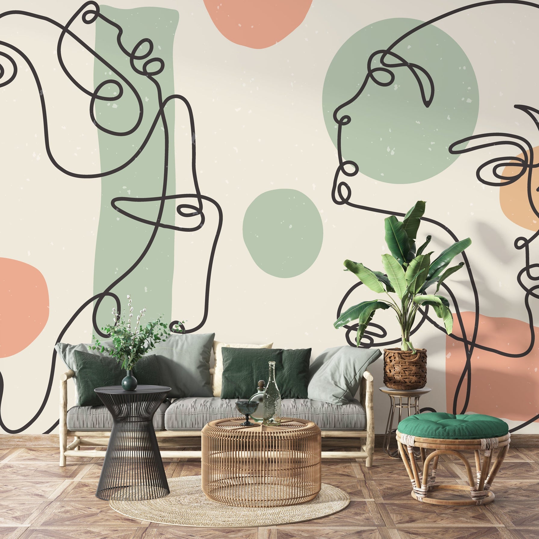 Boho Matisse Wallpaper Mural: Stylish and Artistic Décor