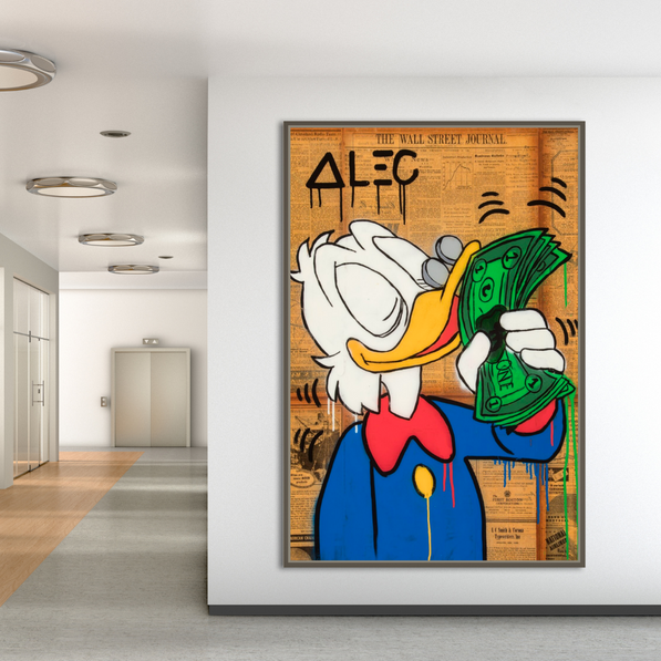 Scrooge McDuck Smells Money by Alec Canvas Wall Art