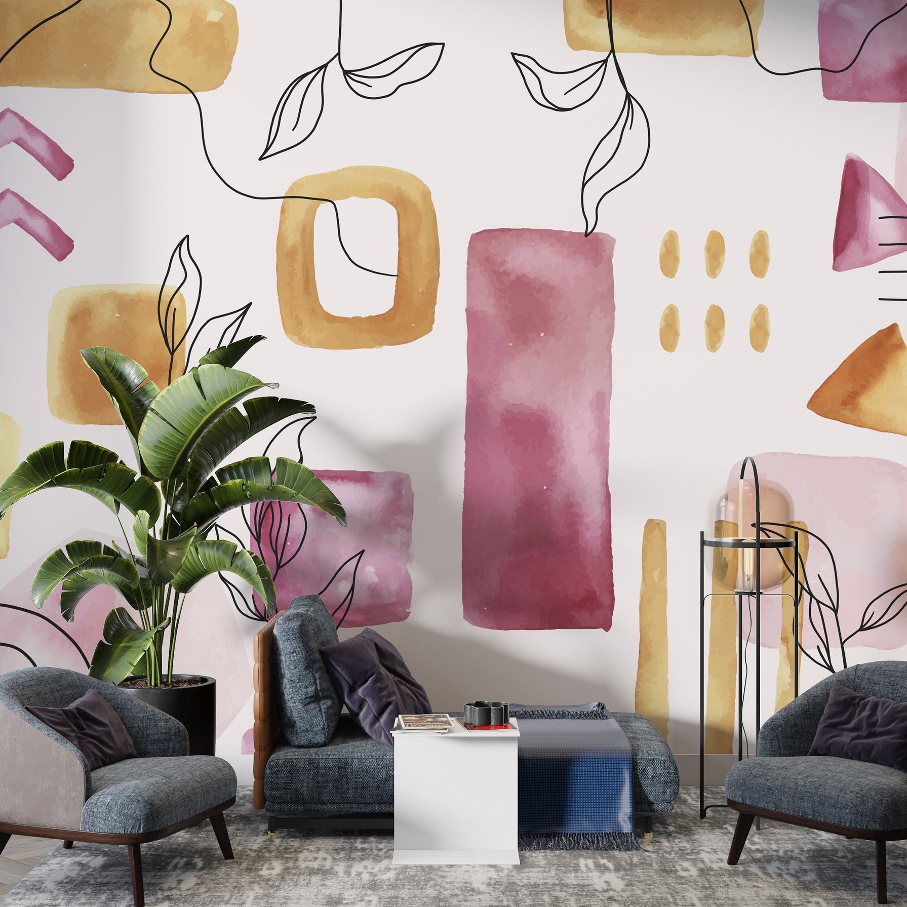 Pastel Shapes Wallpaper Mural: Vibrant Wall Decor