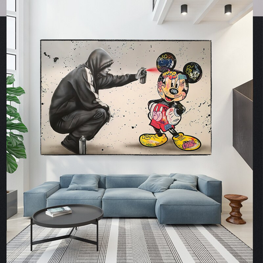 Banksy Mickey Gets Spray Painted Canvas Wall Art