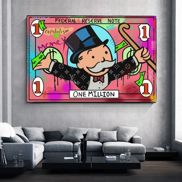 Mr Monopoly Wall Art - One Million Money Art