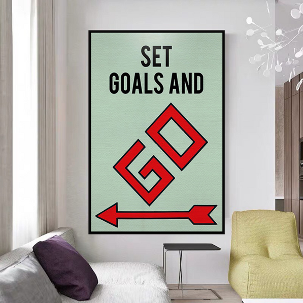 Set Goals and Go: Monopoly Canvas Wall Art