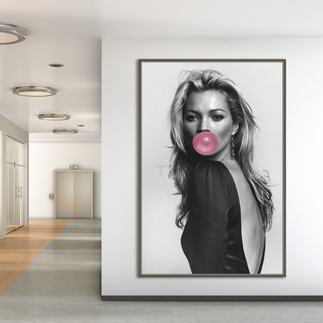 Kate Moss Fashion Model Chewing Gum Canvas Wall Art