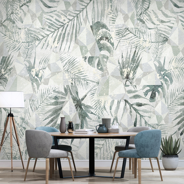 Geometric Leafs Design - Tropical Wallpaper Murals