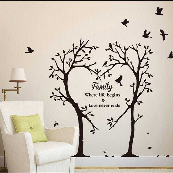 Creative Love Tree Wall Sticker | Living Room Wall Decor Flying Bird Art Mural Background Stickers