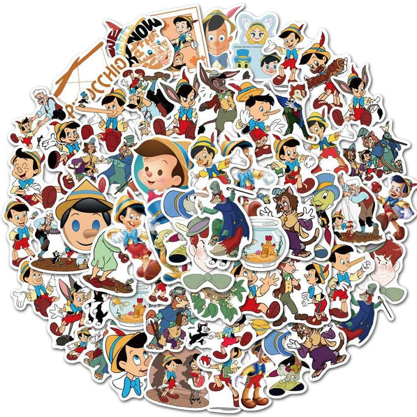 Disney Cartoon Movie Pinocchio Stickers Pack | Famous Bundle Stickers | Waterproof Bundle Stickers