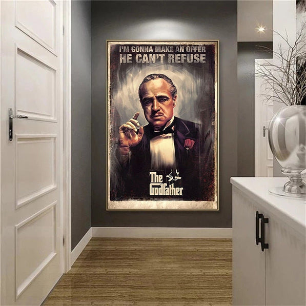 Retro Movie Godfather Poster Wall Art Picture Movie Main Character Print Canvas for Living Room Cuadros Decor (No Frame