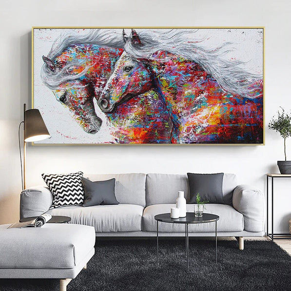 Horses Canvas Art, Running Horse, Colourful horses Canvas Wall Art